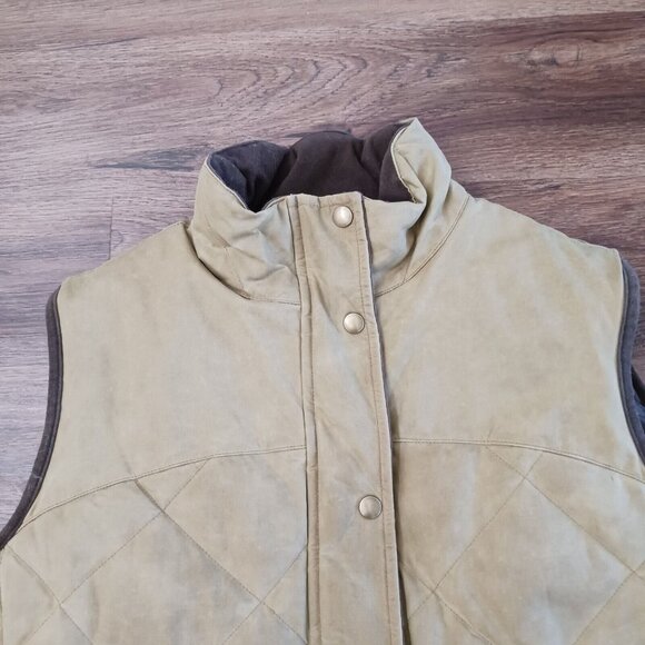 L.L.Bean Womens Upcountry Waxed Cotton Down Vest size L Tan Brown - Picture 2 of 10